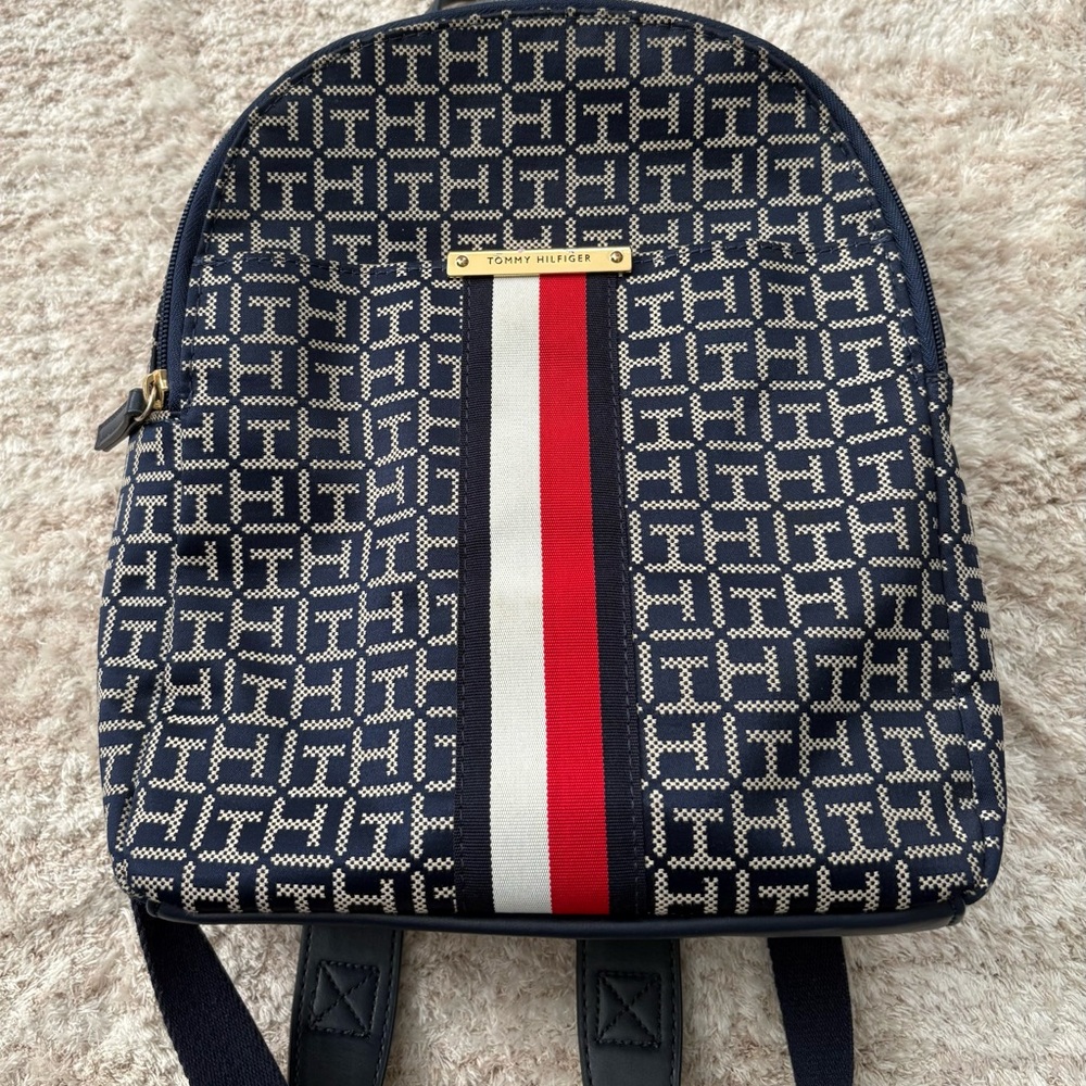 Tommy Hilfiger Patterned Backpack with Red Stripe